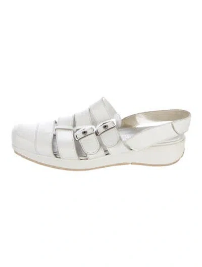 Pre-owned Stephane Kélian Leather Slingback Flats In White