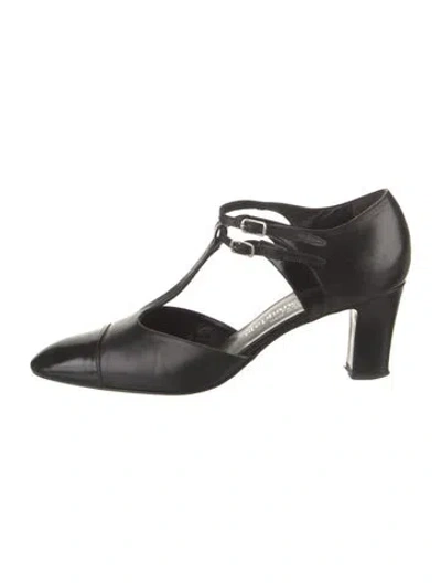 Pre-owned Stephane Kélian Leather T-strap Pumps In Black