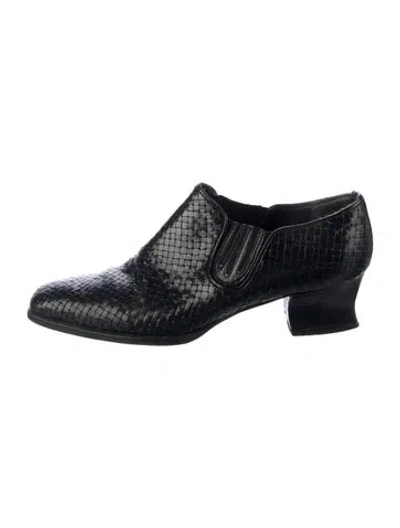 Pre-owned Stephane Kélian Leather Tweed Pattern Flats In Black