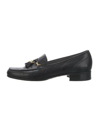 Pre-owned Stephane Kélian Patent Leather Animal Print Loafers In Black