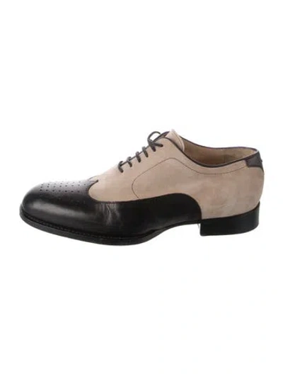 Pre-owned Stephane Kélian Suede Colorblock Pattern Oxfords In Neutrals