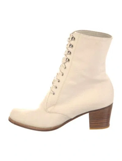 Pre-owned Stephane Kélian Suede Combat Boots In Neutral