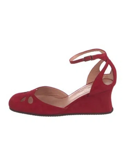 Pre-owned Stephane Kélian Suede D'orsay Pumps In Red