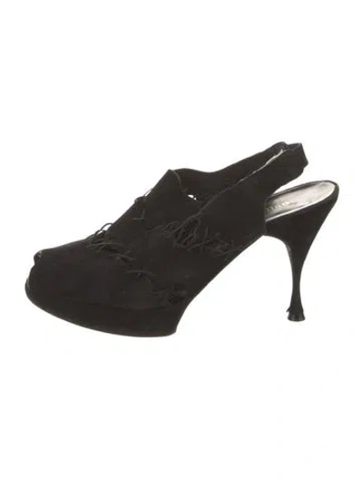 Pre-owned Stephane Kélian Suede Slingback Pumps In Black