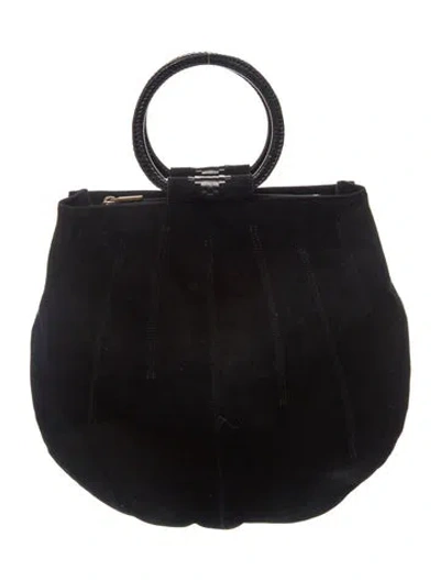 Pre-owned Stephane Kélian Suede Top Handle Bag In Black