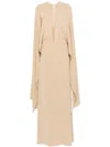 Stephane Rolland Ce Soir Crepe Satin Cape Maxi Dress In Neutrals