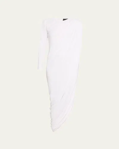 Stephane Rolland Paris Asymmetric Draped Jersey Dress In Blanc