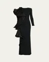 Stephane Rolland Paris Black Magic Ruffle Column Gown In Black