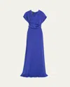 Stephane Rolland Paris Cowl Neck Trumpet Crepe Gown In Bleu Klein