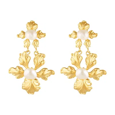 Stephanie Browne Australia Women's Gold Miss Orchid Road Pearl Earrings