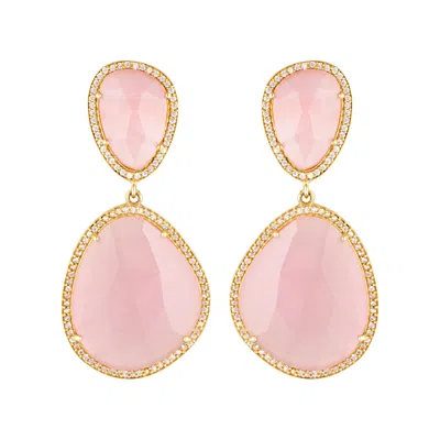 Stephanie Browne Australia Women's Gold / Pink Bijou Rose Earrings In Multi
