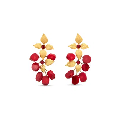 Stephanie Browne Australia Women's Gold Siam In Coral Earrings