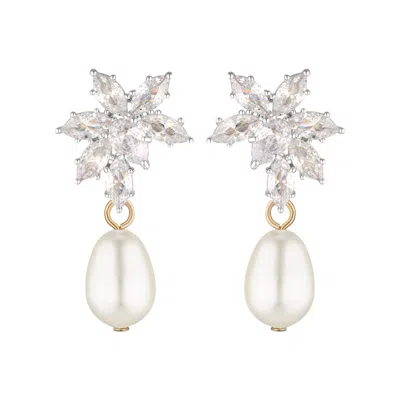 Stephanie Browne Australia Women's Silver Aster Pearl Earrings In Multi