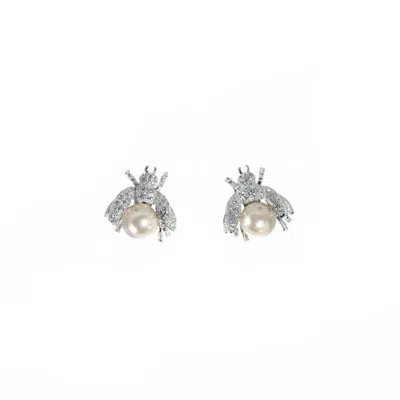 Stephanie Browne Australia Women's White / Silver Bumblebee Earrings - Silver, White In Multi