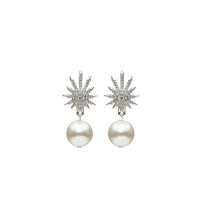 Stephanie Browne Australia Women's White / Silver Venus Pearl Earrings In Multi