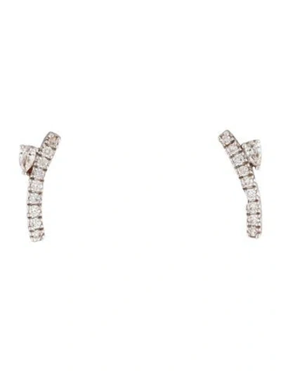 Pre-owned Stephanie Gottlieb 14k Diamond Astrid Pave Flare Stud Earrings In Multicolor