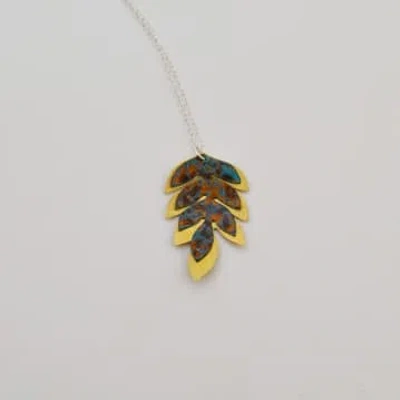 Stephanie Hopkins Copper And Brass Fern Leaf Necklace In Metallic