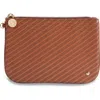 Stephanie Johnson Rosewood Cognac Aria Large Flat Cosmetics Pouch In Beige