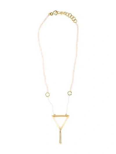 Pre-owned Stephanie Kantis Rose Quartz & Pearl Pendant Necklace In Multi