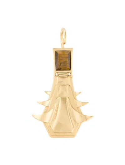 Pre-owned Stephanie Kantis Tiger's Eye Quartz Stagger Pendant In Multi