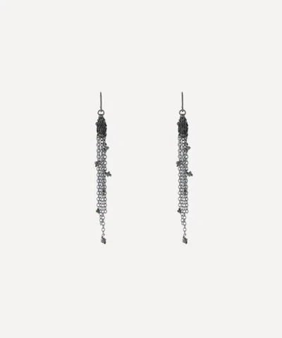 Stephanie Schneider Mixed Metal Fringe Black Diamond Drop Earrings