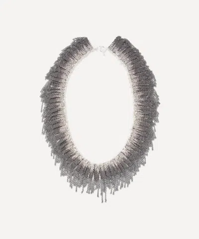 Stephanie Schneider Oxidised Silver Wide Fringe Chain Necklaceoxidised Silver Wide Fringe Chain Neck In Gray