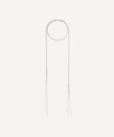 Stephanie Schneider Silver Woven Pearl Shawl Chain Necklace