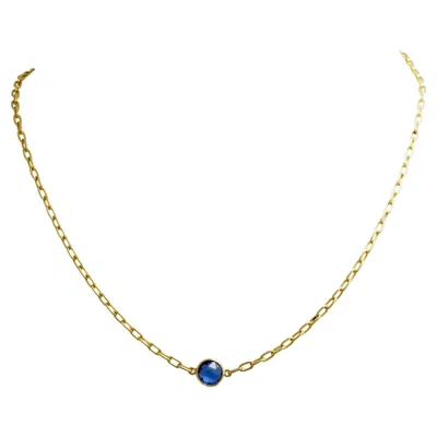 Pre-owned Stephanie Windsor 18 Karat Yellow Gold And A 0.90 Carat Ceylon Sapphire Chain Necklace