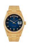 Stephanie Windsor 18k Yellow Gold Vintage Rolex Day Date In Blue