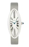 Stephanie Windsor Cartier Baignoire Allongée 18k White Gold Watch In Silver