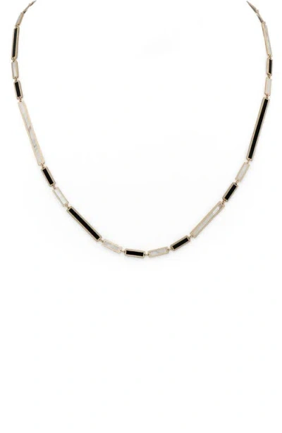 Stephanie Windsor Onyx & Mother-of-pearl Bar Chain Necklace