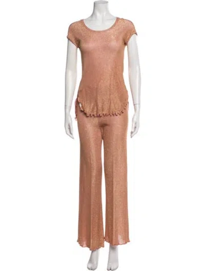 Pre-owned Stephen Burrows Patterned Glitter Accents Pant Set In Neutral