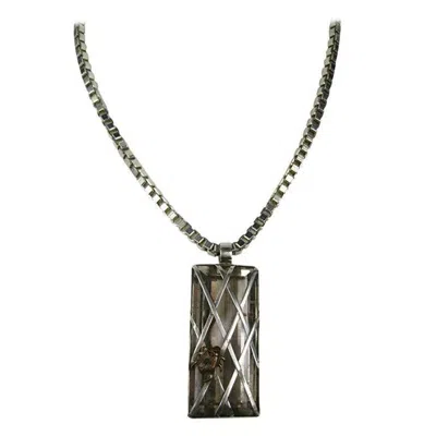 Pre-owned Stephen Dweck 1990s  Sterling One Of Kind Ruilated Quartz Necklace Pendant Ooak In Black