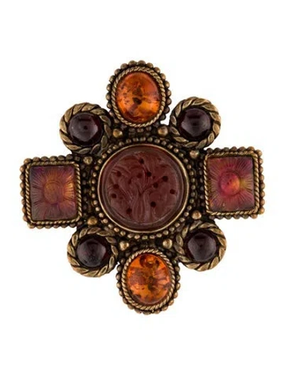 Pre-owned Stephen Dweck Amber & Multistone Brooch