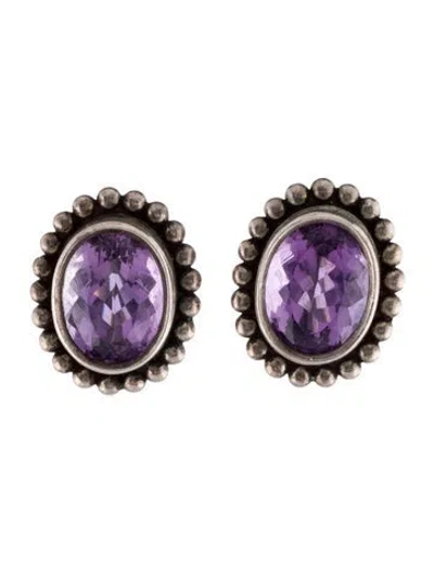 Pre-owned Stephen Dweck Amethyst Clip-on Earrings In Multi