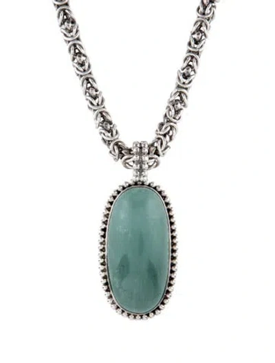 Pre-owned Stephen Dweck Aquamarine Pendant Necklace, 30" In Multicolor