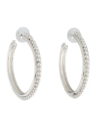 Pre-owned Stephen Dweck Beaded Hoop Earring In Silver