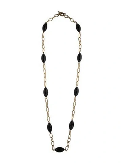Pre-owned Stephen Dweck Black Stone Station Necklace, 24"