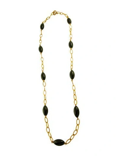 Pre-owned Stephen Dweck Black Stone Station Necklace, 49"