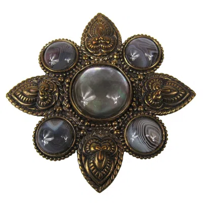 Pre-owned Stephen Dweck Bronze Wash Silver Large Brooch New, Never Worn In Multi