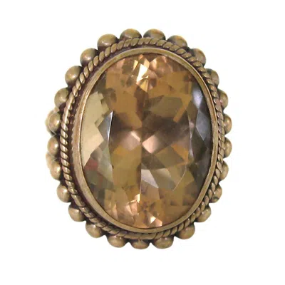 Pre-owned Stephen Dweck Bronze Wash Sterling Silver Smokey Quartz Ring 1990s In Brown