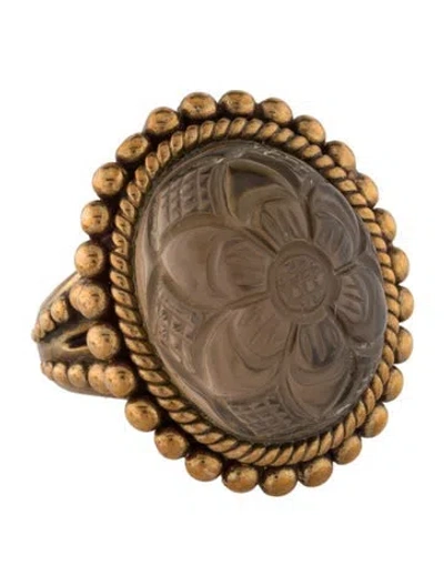 Pre-owned Stephen Dweck Carved Flower Cocktail Ring In Multi