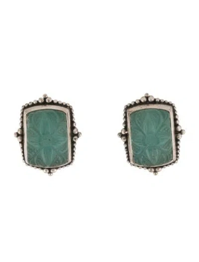 Pre-owned Stephen Dweck Carved Glass Clip-on Earrings In Multi