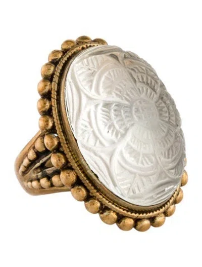 Pre-owned Stephen Dweck Carved Stone Cocktail Ring In Transparent