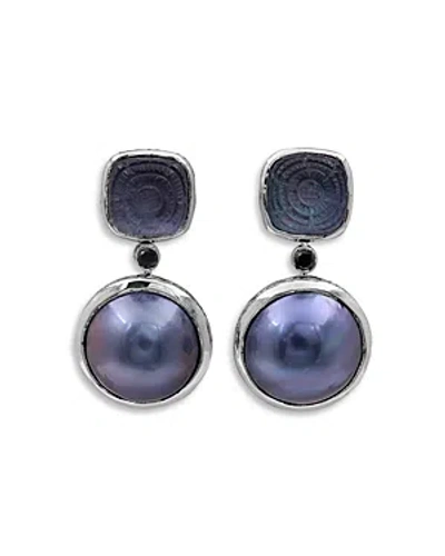 Stephen Dweck Carventurous Hand Carved Earrings With Black Diamonds, 0.13 Ct. T.w. In Blue