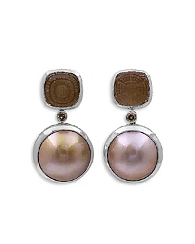 Stephen Dweck Carventurous Hand Carved Earrings With Champagne Diamonds, 0.13 Ct. T.w. In Brown