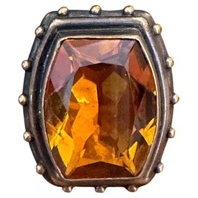 Pre-owned Stephen Dweck Citrine Sterling Silver Bronze Ring New Never Worn 1990s In Brown