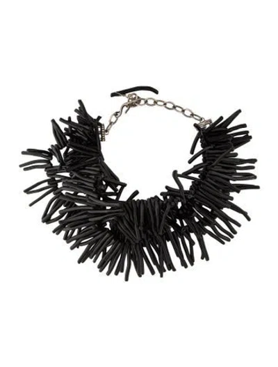 Pre-owned Stephen Dweck Coral Multistrand Necklace, 21.5" In Black