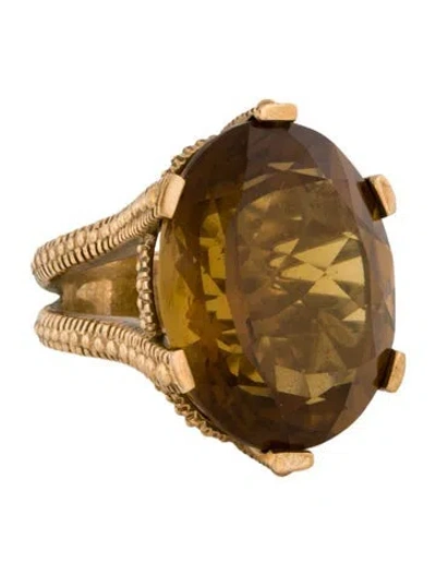 Pre-owned Stephen Dweck Crystal Cocktail Ring In Brown