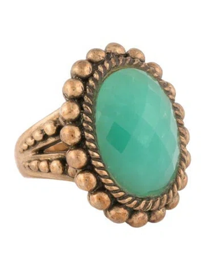 Pre-owned Stephen Dweck Crystal Cocktail Ring In Green